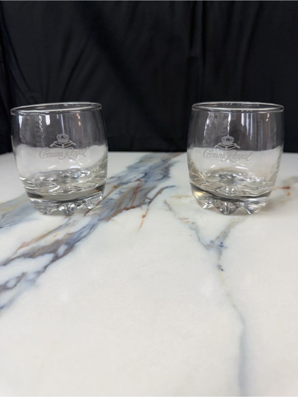 Vintage Crown Royal Whiskey Glasses Pair- Set 2